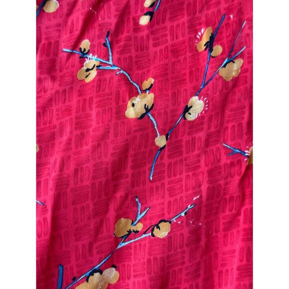 Allison Taylor Red Silk Cherry Blossom Bomber Jacket Size M full zip pocket - Picture 8 of 8